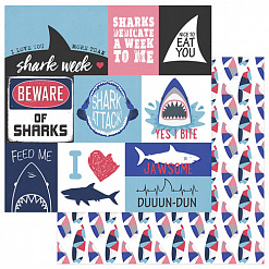 Набор бумаги 30х30 см с наклейками "Shark attack", 6 листов (Photo Play)