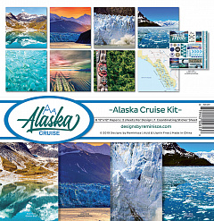 Набор бумаги 30х30 см с наклейками "Alaska cruise", 8 листов (Reminisce)