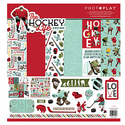 Набор бумаги 30х30 см с наклейками "The hockey life", 6 листов (Photo Play)