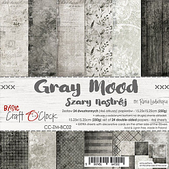 Набор бумаги 15х15 см "Gray mood", 24 листа (CraftO'clock)