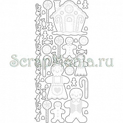 Контурные наклейки "Имбирный пряник" с перфорацией, лист 10x24,5 см, цвет серебро (JEJE)
