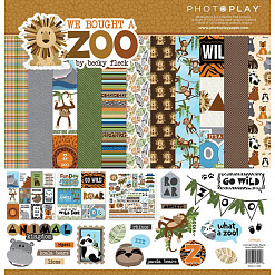 Набор бумаги 30х30 см с наклейками "We bought a zoo", 12 листов (Photo Play)