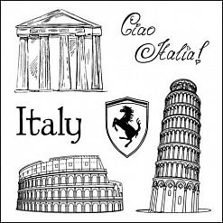 Набор штампов "Итальянские каникулы. Италия"  на английском (ScrapBerry's)