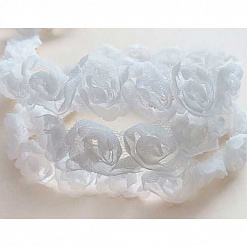 Лента кружевная "Свадебные розы, белая", ширина 2 см, длина 90 см  (Impresse)