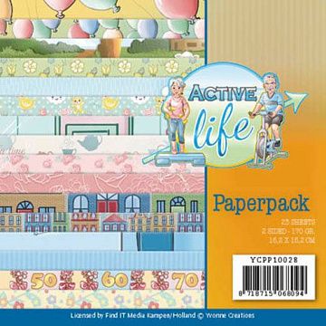 Набор бумаги 15х15 см "Active Life", 23 листа (Find It)