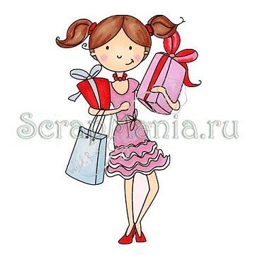 Штамп "Девочка с подарками"