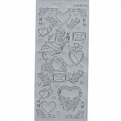 Контурные наклейки "Валентинка", лист 10x24,5 см, цвет серебро