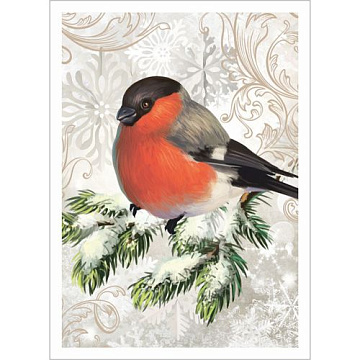 Тканевая карточка "Новогодний лес. Снегирь" (ScrapMania)