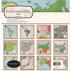 Набор бумаги 30х30 см "Cartography No.2", 12 листов (Carta Bella)