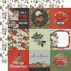 Набор бумаги 30х30 см с наклейками "Simple Vintage Rustic Christmas", 12 листов (Simple Stories)