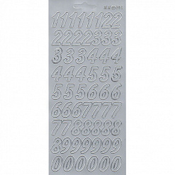 Контурные наклейки "Большие цифры", цвет серебро (JEJE)