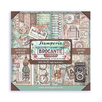 Набор бумаги 20х20 см "Brocante Antiques", 22 листа (Stamperia)