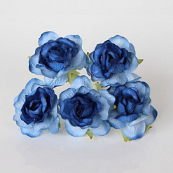 Букет больших кудрявых роз "Двухтоновый голубой 2", 5 шт (Craft)