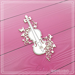 Чипборд "Скрипка с розами. Малая", 4,8х9,1 см (СкрапМагия)