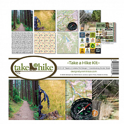 Набор бумаги 30х30 см с наклейками "Take a hike", 8 листов (Reminisce)