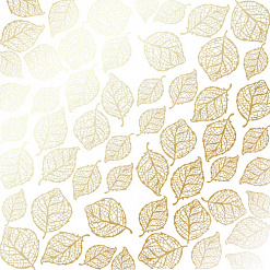 Бумага с фольгированием "Golden Delicate Leaves White" (Фабрика Декору)