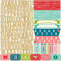 Набор наклеек 30х30 см "Beautiful life. Letters and numbers" (Echo Park)
