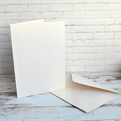 Заготовка для открытки 12,5х18 см "Белые перламутровые" с конвертом, 1 шт (DoCrafts)