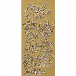 Контурные наклейки "Музыкальные ангелы", лист 10x24,5 см, цвет золото