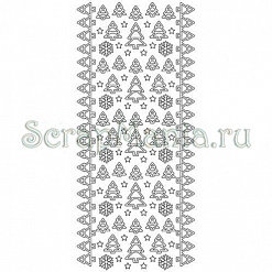 Контурные наклейки "Маленькие елочки", лист 10x24,5 см, цвет серебро