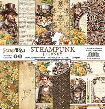 Набор бумаги 30х30 см "Steampunk journey", 12 листов (ScrapBoys)
