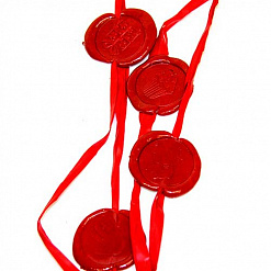 Набор восковых печатей с рафией "Sweet family", цвет красный