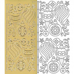 Контурные наклейки "Елочные игрушки", лист 10x24,5 см, цвет золотой (JEJE)