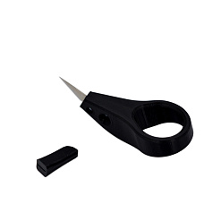 Канцелярский нож с кольцом, черный глянцевый, 10х4 см