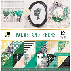 Набор бумаги с фольгированием 30х30 см "Palms and ferns", 36 листов (DCWV)