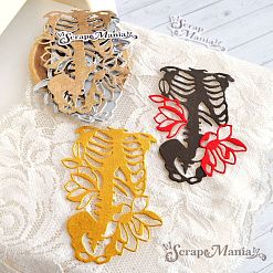 Нож "Готическая эстетика. Скелет с магнолиями", 5,4х7,6 см (ScrapMania)
