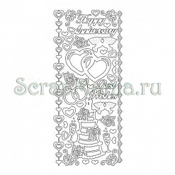 Контурные наклейки "Яркие мотивы свадьбы", лист 10x24,5 см, цвет серебро