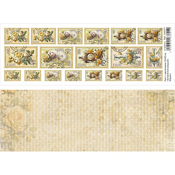 Лист с картинками 10х30 см "Затерянная среди роз. Марки" (ScrapMania)