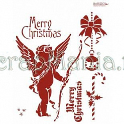 Трафарет пластиковый многоразовый 20*25см «Merry Christmas» с ангелом