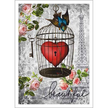 Тканевая карточка "Романтика. Люблю всем сердцем" (ScrapMania)