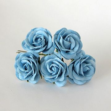 Букет огромных роз "Голубой. С закругленными лепестками", 4 см, 5 шт (Craft)