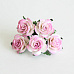 Букет крупных роз "Розовый с белым", 2,5 см, 5 шт (Craft)