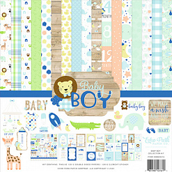 Набор бумаги 30х30 см с наклейками "Baby Boy. Малыш", 12 листов (Echo Park)