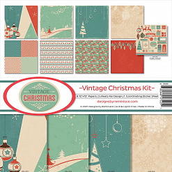 Набор бумаги 30х30 см с наклейками "Vintage Christmas", 8 листов (Reminisce)