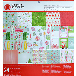Набор бумаги 30х30 см "Merry and bright. Яркое Рождество" с наклейками, 24 листа (Martha Stewart)