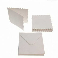 Набор заготовок для открыток 7,6х7,6 см "Белые с фигурным краем" с конвертами (DoCrafts)