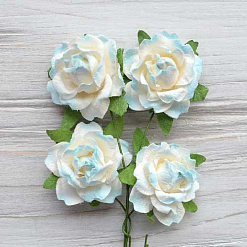 Набор цветов "Кудрявая роза, бело-голубая", 4 шт (ScrapBerry's)
