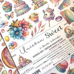 Набор бумаги 30х15 см "Unicorn sweet. Flowers & sweets", 18 листов (CraftO'clock)