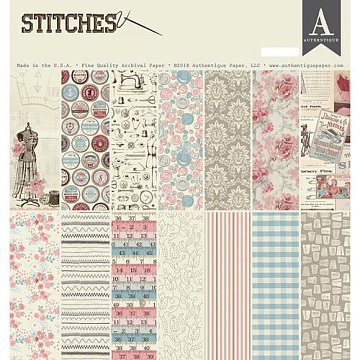 Набор бумаги 30х30 см "Stitches", 27 листов (Authentique)