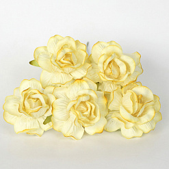 Букет больших кудрявых роз "Светло-желтый", 4 см, 5 шт (Craft)
