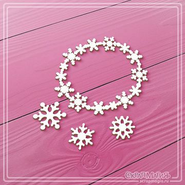 Чипборд "Овальная новогодняя рамка и снежинки", 5,6х4,8 см (СкрапМагия)
