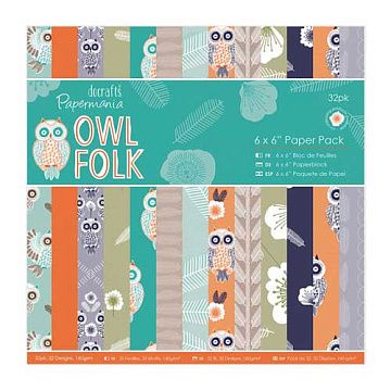 Набор бумаги 15х15 см "Owl folk. Нашествие сов", 32 листа (DoCrafts)
