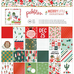 Набор бумаги 30х30 см с фольгированием "Merry Little Christmas", 36 листов (American Crafts)