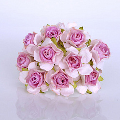 Букет кудрявых роз "Белый со светло-сиреневым", 10 шт (Craft)