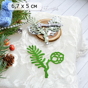 Нож "Ветка ели с шишкой", 6,7х5 см (ScrapMania)