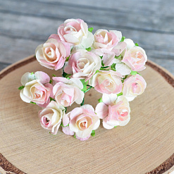Букет бумажных цветов "Розы маленькие. Розовые с молочным", 12 шт